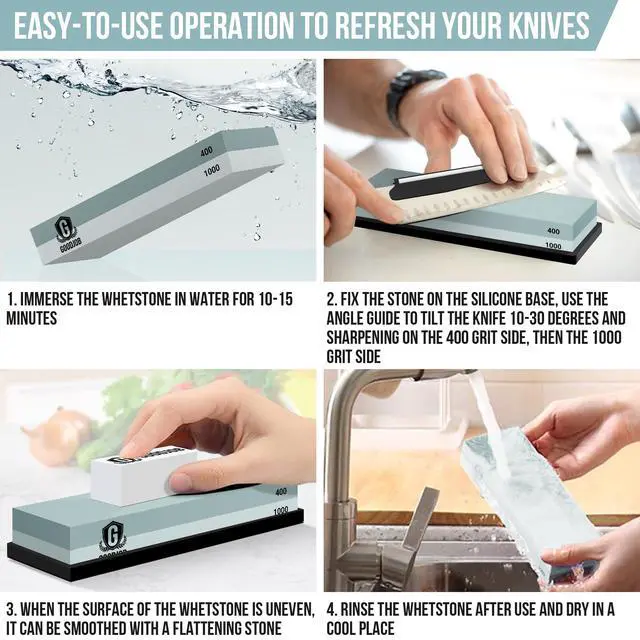 Alt view image 5 of 7 - Premium Knife Sharpening Stone Kit with Angle Guide & Flattening Stone