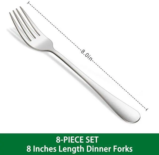 Alt view image 2 of 7 - Dinner Forks Set, 8 Inches Stainless Steel Silverware Fork, Dishwasher Safe Food Grade Metal Forks, Mirror Polishing Main Fork Set of 8 For Home,Restaurant Or Hotel