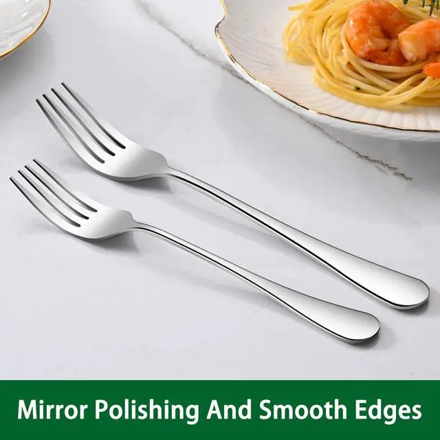 Alt view image 4 of 7 - Dinner Forks Set, 8 Inches Stainless Steel Silverware Fork, Dishwasher Safe Food Grade Metal Forks, Mirror Polishing Main Fork Set of 8 For Home,Restaurant Or Hotel