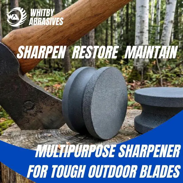 Alt view image 2 of 7 - 4" Dual Grit Axe/Hatchet Silicon Carbide Sharpener Multipurpose Sharpening Stone Grinding Wheel