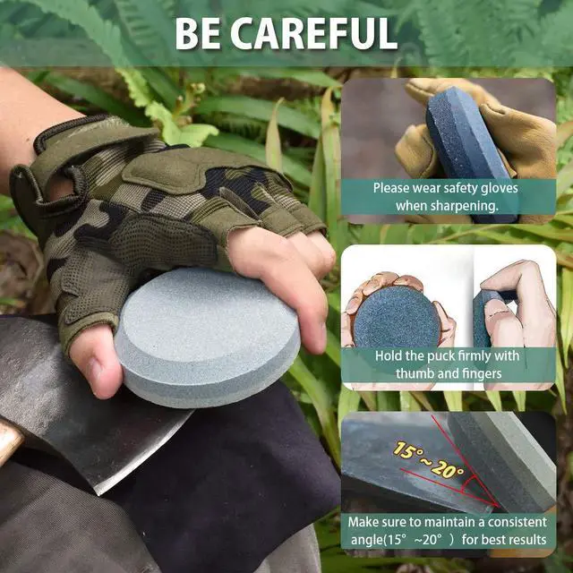 Alt view image 5 of 7 - Axe/Hatchet Sharpening Puck Whetstone Knife Sharpening Stone