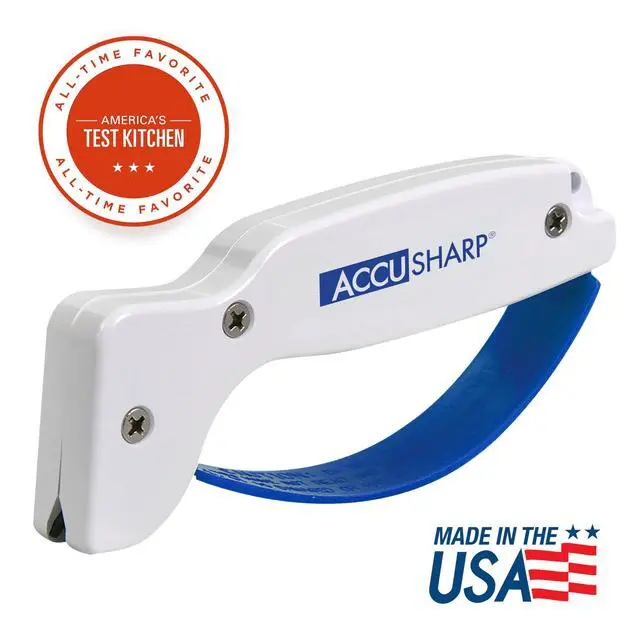 Alt view image 2 of 7 - Knife Sharpener, Ergonomic Comfortable Handle, Compact & Easy to Use, Restore and Hone Straight & Serrated Knives, White