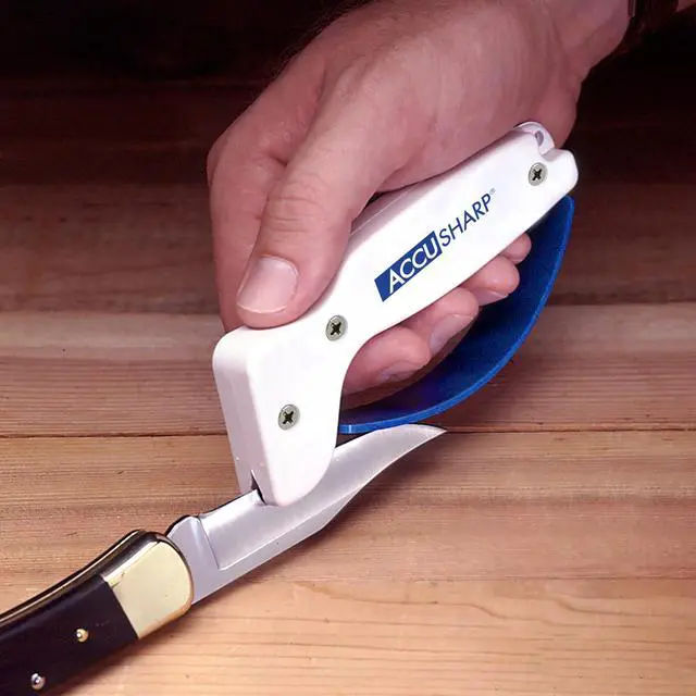 Alt view image 4 of 7 - Knife Sharpener, Ergonomic Comfortable Handle, Compact & Easy to Use, Restore and Hone Straight & Serrated Knives, White