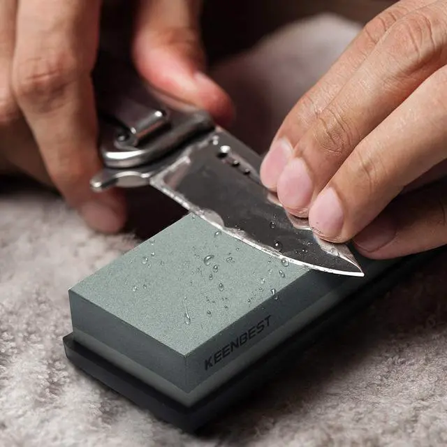 Alt view image 4 of 7 - Actual Grit Premium Material Sharpening Stone 2 Side 400 1000 Whetstone Set Kitchen Knife Sharpener Stone Wet Stones for Sharping Knives Kit with Non-slip Rubber Base