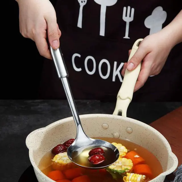 Alt view image 6 of 7 - Stainless Steel Ladle, Soup Ladle, Cooking Ladle, Kitchen Ladle, Metal Soup Spoon For Cooking Non-Stick And Heat Resistant, Dishwasher Safe, Easy to Clean