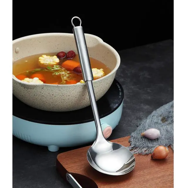 Alt view image 3 of 7 - Stainless Steel Ladle, Soup Ladle, Cooking Ladle, Kitchen Ladle, Metal Soup Spoon For Cooking Non-Stick And Heat Resistant, Dishwasher Safe, Easy to Clean