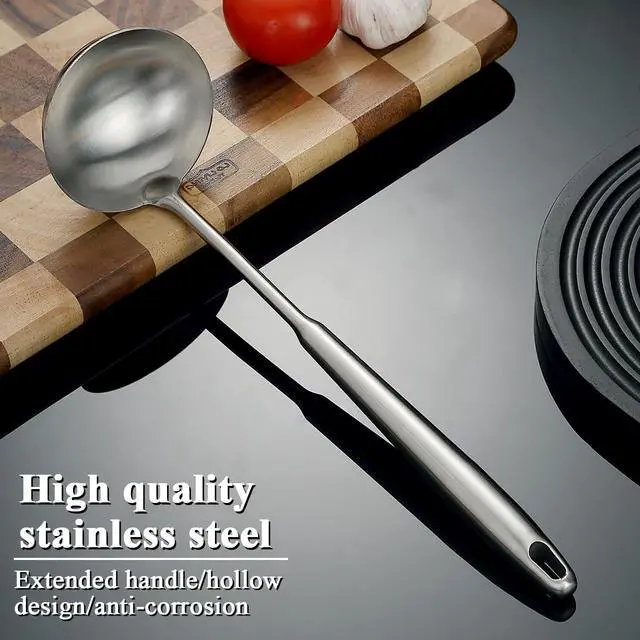 Alt view image 3 of 7 - Stainless Steel Soup Ladle Extra-Deep Large-Capacity Ladle with Long Hollow Handle, Dishwasher Safe, Easy to Clean Ideal for Soup, Stew, Broth & Sauce