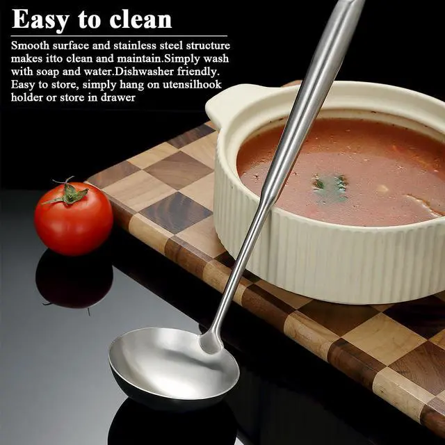 Alt view image 7 of 7 - Stainless Steel Soup Ladle Extra-Deep Large-Capacity Ladle with Long Hollow Handle, Dishwasher Safe, Easy to Clean Ideal for Soup, Stew, Broth & Sauce
