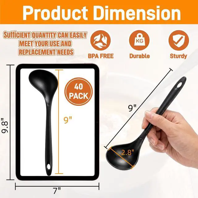 Alt view image 2 of 7 - 40 Pack Plastic Ladle Spoons, 1.5 Oz