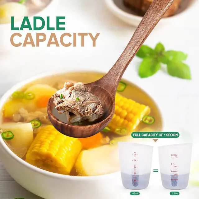 Alt view image 4 of 7 - Wooden Soup Ladle Spoons for Cooking Serving, Teak Wood, 10.6"