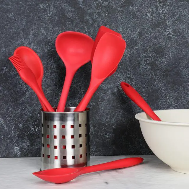 Alt view image 7 of 7 - Premium Silicone Cooking Ladle, 11.25 inch, Red