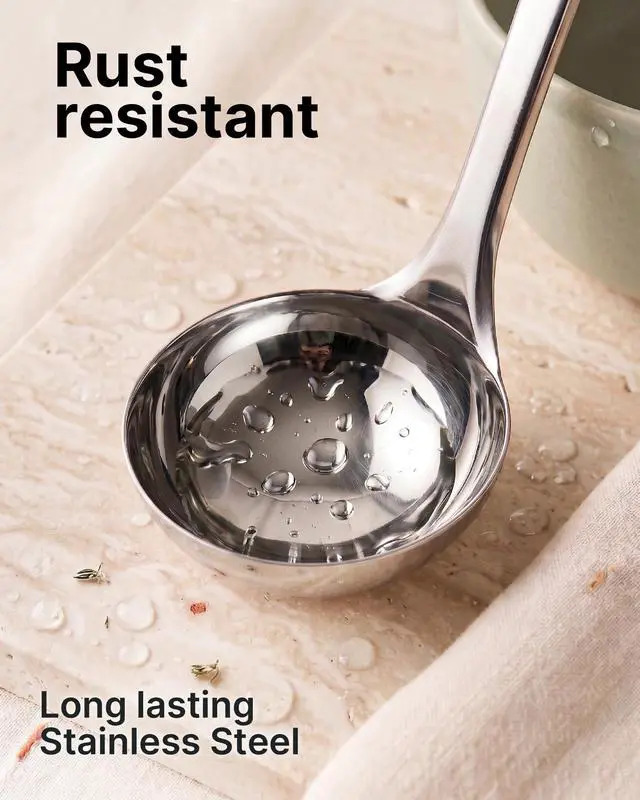 Alt view image 7 of 7 - Premium Soup Ladle - 12" Stainless Steel with Non-Slip Silicone Handle