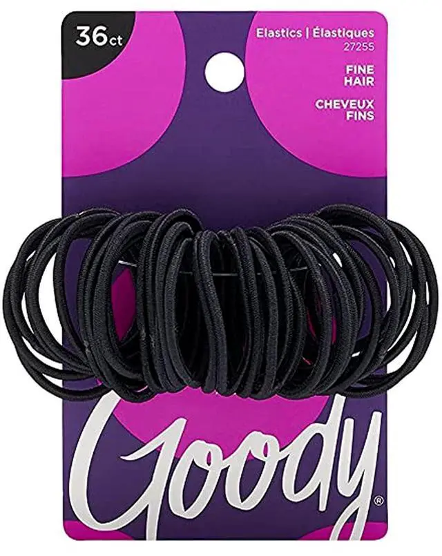 Main image of Ouchless Hair Elastics, Black, 36 Count (Pack of 1)