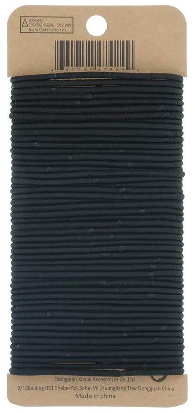 Alt view image 2 of 7 - no-metal girls elastic hair ties, women's black elastics, 2mm Hair elastics 50 Count