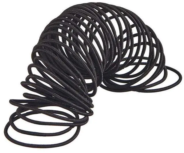 Alt view image 6 of 7 - no-metal girls elastic hair ties, women's black elastics, 2mm Hair elastics 50 Count