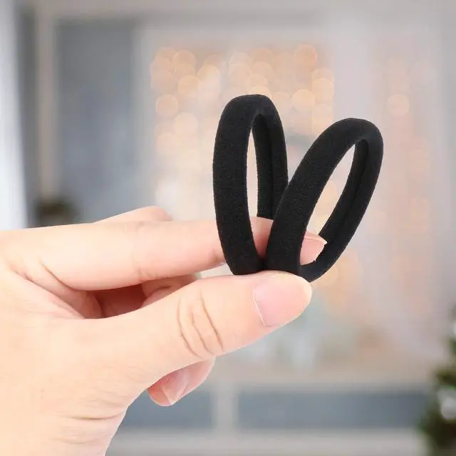 Alt view image 3 of 5 - 100PCS Large Cotton Ponytail Holders, Seamless Hair Ties, Elastics Hair Bands No Damage for Thick, Heavy and Curly Hair, 2 Inch Diameter by