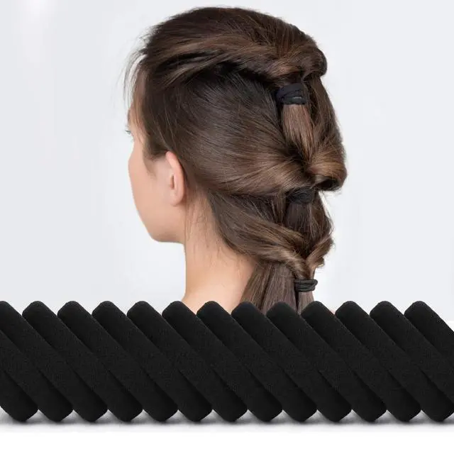 Alt view image 5 of 5 - 100PCS Large Cotton Ponytail Holders, Seamless Hair Ties, Elastics Hair Bands No Damage for Thick, Heavy and Curly Hair, 2 Inch Diameter by