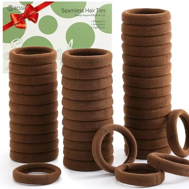 Main image of 100PCS Dark Brown Seamless Elastic Hair Ties No Damage for Women