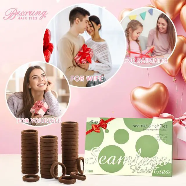 Alt view image 2 of 7 - 100PCS Dark Brown Seamless Elastic Hair Ties No Damage for Women