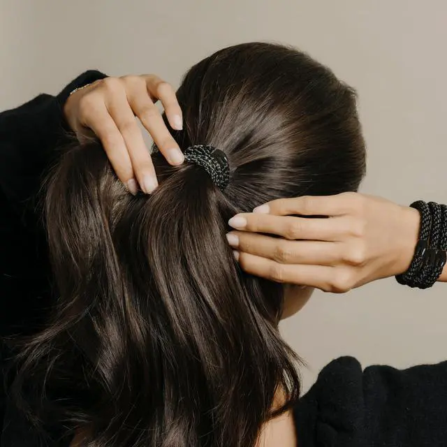 Alt view image 2 of 7 - Grab & Go Ponytail Holders, Black, Set of Eight - Exceptionally Secure with Gentle Hold