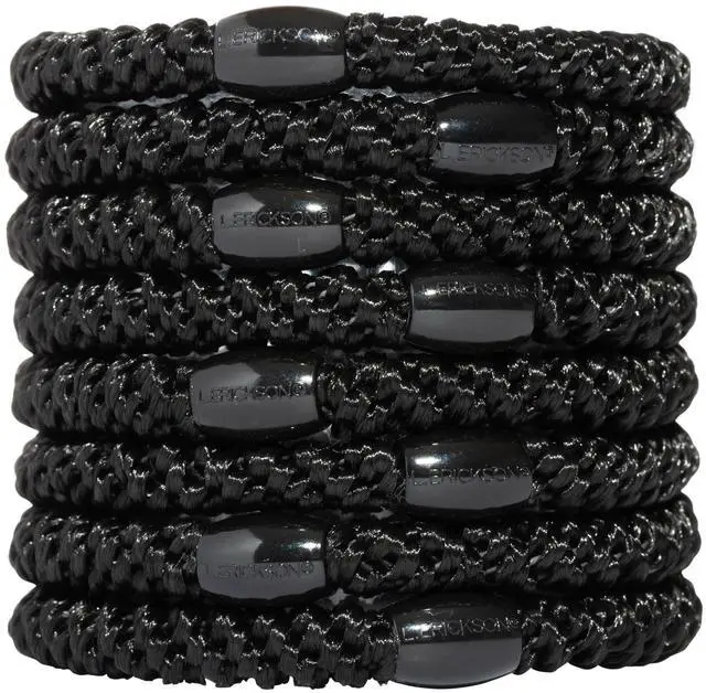 Main image of Grab & Go Ponytail Holders, Black, Set of Eight - Exceptionally Secure with Gentle Hold