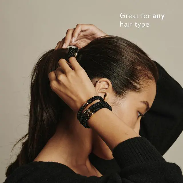 Alt view image 4 of 7 - Grab & Go Ponytail Holders, Black, Set of Eight - Exceptionally Secure with Gentle Hold