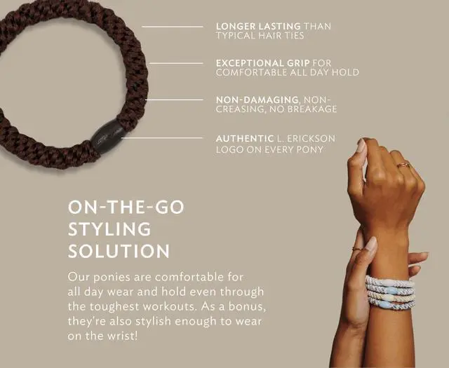Alt view image 7 of 7 - Grab & Go Ponytail Holders, Black, Set of Eight - Exceptionally Secure with Gentle Hold