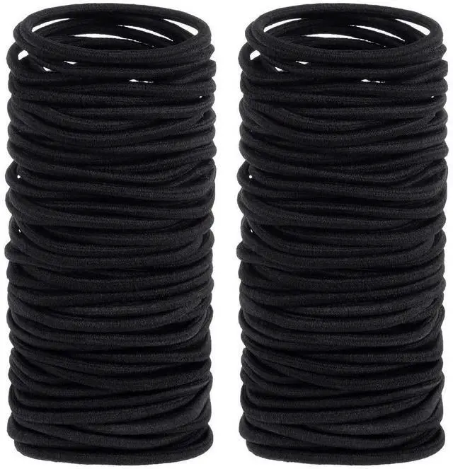 Main image of 200 Pcs Black Elastics Hair Ties Small Bulk Hair Ties Hair Bands (4mm)