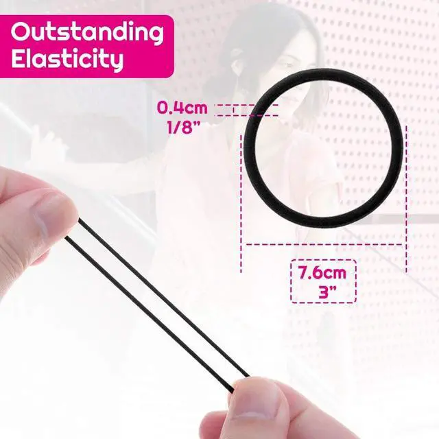 Alt view image 4 of 7 - 200 Pcs Black Elastics Hair Ties Small Bulk Hair Ties Hair Bands (4mm)