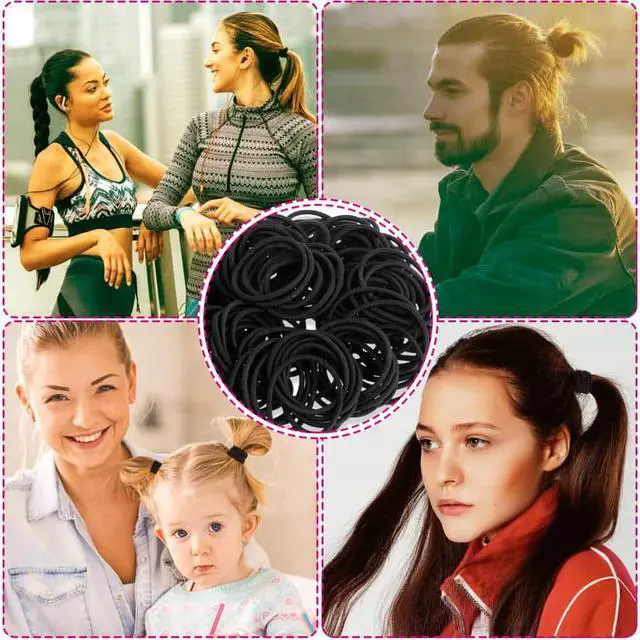 Alt view image 7 of 7 - 200 Pcs Black Elastics Hair Ties Small Bulk Hair Ties Hair Bands (4mm)