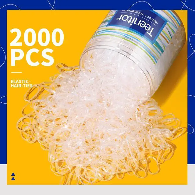 Alt view image 2 of 7 - Clear Elastic Hair Bands, 2000pcs Mini Hair Rubber Bands, Hair Ties, Soft Hair Elastics Ties, 2mm in Width and 30mm in Length