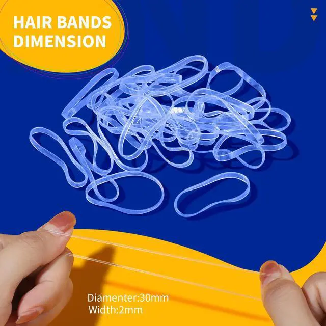 Alt view image 3 of 7 - Clear Elastic Hair Bands, 2000pcs Mini Hair Rubber Bands, Hair Ties, Soft Hair Elastics Ties, 2mm in Width and 30mm in Length