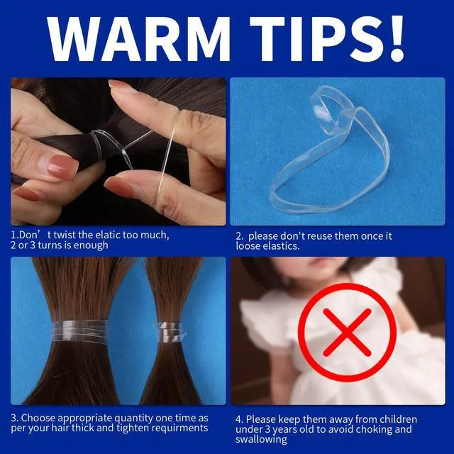 Alt view image 7 of 7 - Clear Elastic Hair Bands, 2000pcs Mini Hair Rubber Bands, Hair Ties, Soft Hair Elastics Ties, 2mm in Width and 30mm in Length