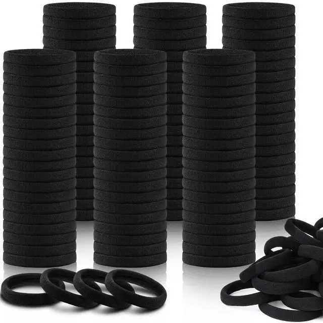 Main image of 150PCS Black Hair Ties for Women, No Damage, Cotton Ponytail Holders