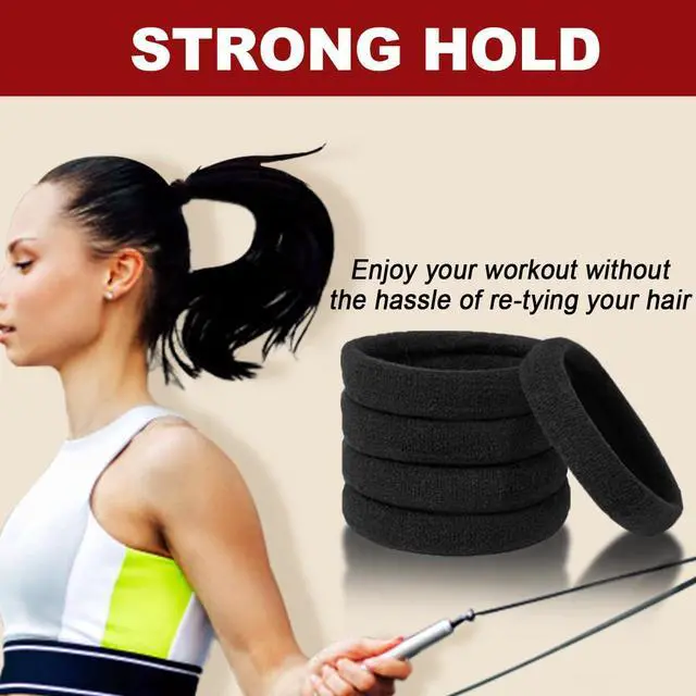 Alt view image 4 of 7 - 150PCS Black Hair Ties for Women, No Damage, Cotton Ponytail Holders