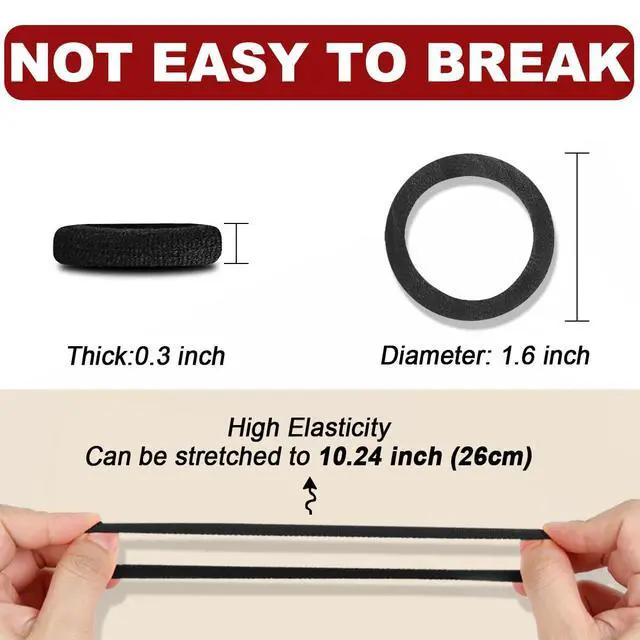 Alt view image 5 of 7 - 150PCS Black Hair Ties for Women, No Damage, Cotton Ponytail Holders