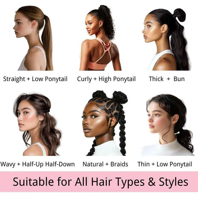 Alt view image 5 of 7 - 120PCS Black Hair Ties for Thick Hair Seamless No Damage Elastic Ponytail Holders, Black Hair Band,Bulk Nylon Hair Elastics for Women