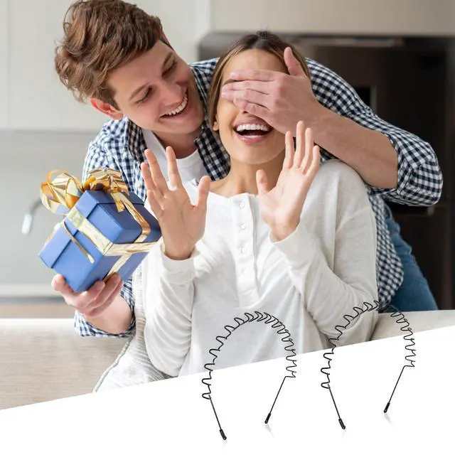 Alt view image 7 of 7 - 2Pcs Metal Head Bands for Women's Hair, Spring Wave Non Slip Mens Head Band, Unisex Black Simple Fashion Hair Bands, Outdoor Sports Hair Hoop
