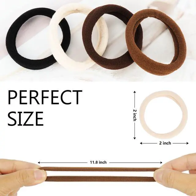 Alt view image 2 of 7 - Hair Ties for Women, Black Elastic Hair Bands, 2 Inch Seamless No-Damage Hair Elastics (Black-60pcs)