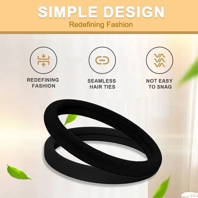 Alt view image 4 of 7 - Hair Ties for Women, Black Elastic Hair Bands, 2 Inch Seamless No-Damage Hair Elastics (Black-60pcs)