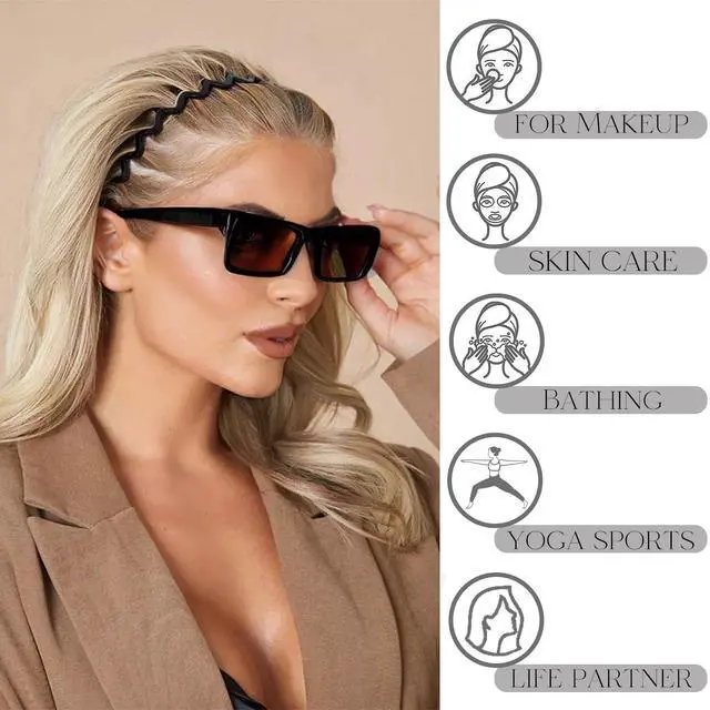 Alt view image 3 of 6 - 6 PCS Zig Zag Headbands Plastic Wavy Hair Head Band Comb with Teeth Hoop Accessories for Women Men Girls, Matte Morandi
