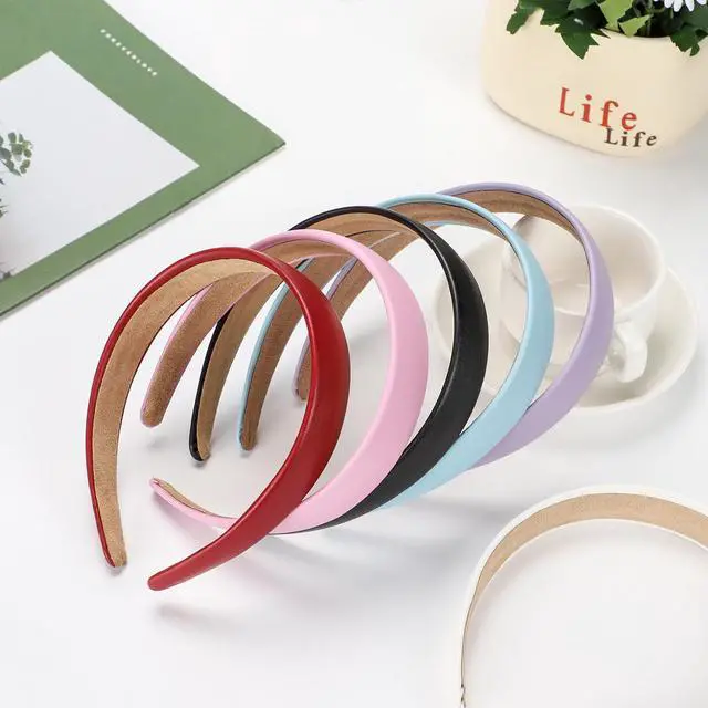 Alt view image 7 of 7 - 1 Inch PU Leather Headband, Wide Padded Hairband Fashion Hair Bands
