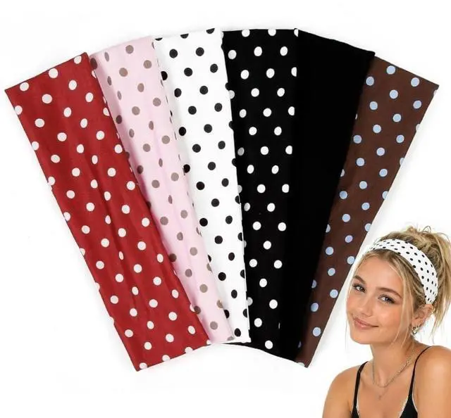 Main image of Polka Dot Headbands for Women Trendy Women Hair Accessories: Cute Head Bands for Women's Hair Fashion Hairbands 6PCS