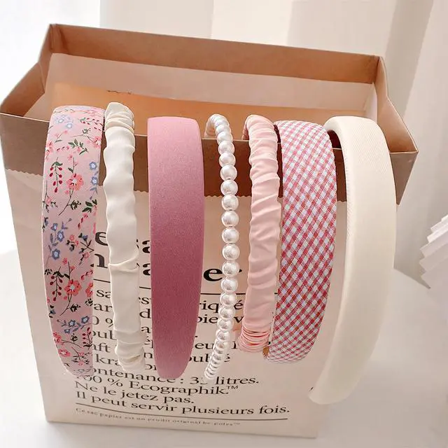 Alt view image 2 of 7 - Headbands for Women Girls, 7pc Set - Non Slip Floral Padded Headbands Cute Pearl Headband for Girls Vintage Wide Headband