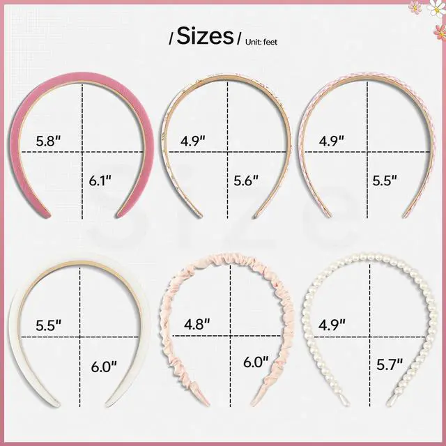 Alt view image 6 of 7 - Headbands for Women Girls, 7pc Set - Non Slip Floral Padded Headbands Cute Pearl Headband for Girls Vintage Wide Headband