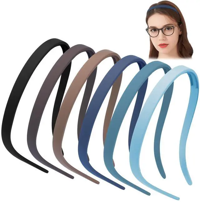 Main image of Headbands for Glasses Wearers No Pressure No Headache Hairbands Square Sunglasses Headband for Women Comfortable Head bands for Girls Non Slip with Teeth 6Pcs