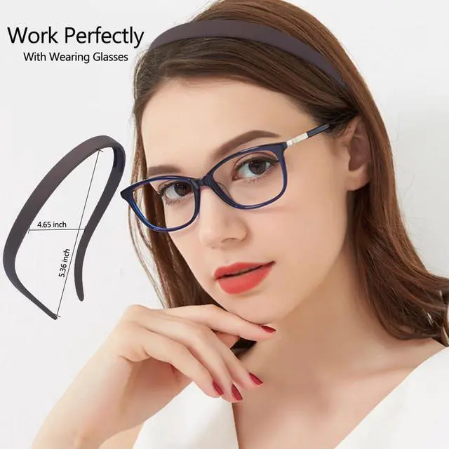 Alt view image 2 of 7 - Headbands for Glasses Wearers No Pressure No Headache Hairbands Square Sunglasses Headband for Women Comfortable Head bands for Girls Non Slip with Teeth 6Pcs