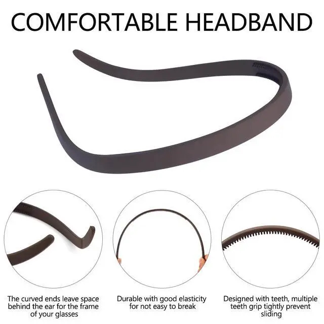 Alt view image 5 of 7 - Headbands for Glasses Wearers No Pressure No Headache Hairbands Square Sunglasses Headband for Women Comfortable Head bands for Girls Non Slip with Teeth 6Pcs