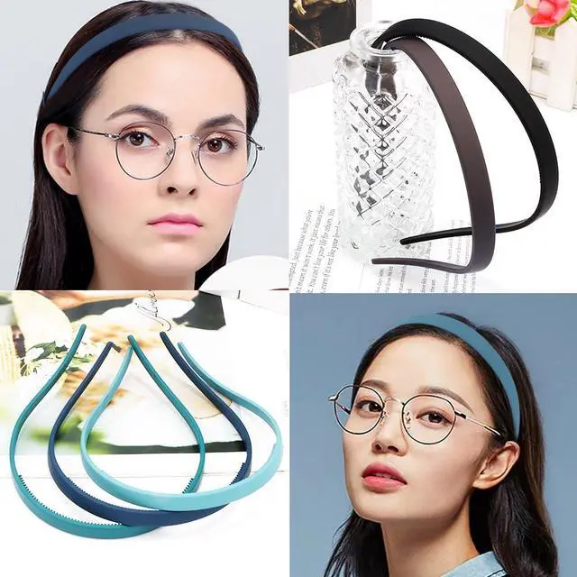 Alt view image 7 of 7 - Headbands for Glasses Wearers No Pressure No Headache Hairbands Square Sunglasses Headband for Women Comfortable Head bands for Girls Non Slip with Teeth 6Pcs