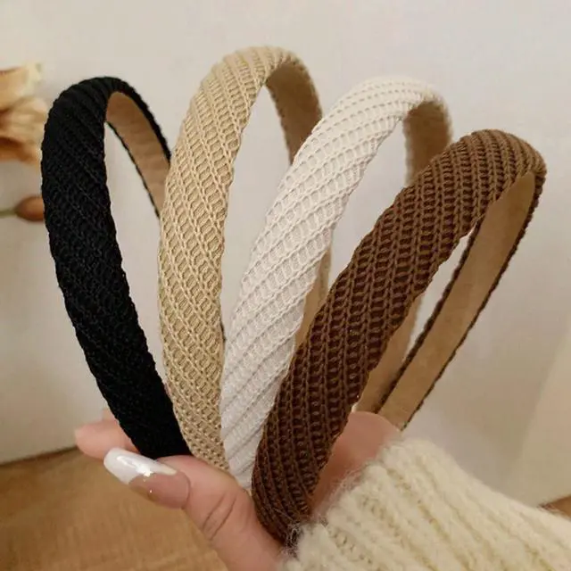 Main image of Headbands for Women Thin Knitted Hairbands Fashion Non Slip Headband for Women's Hair Cute Solid Colors Hair Accessories 4 PCS
